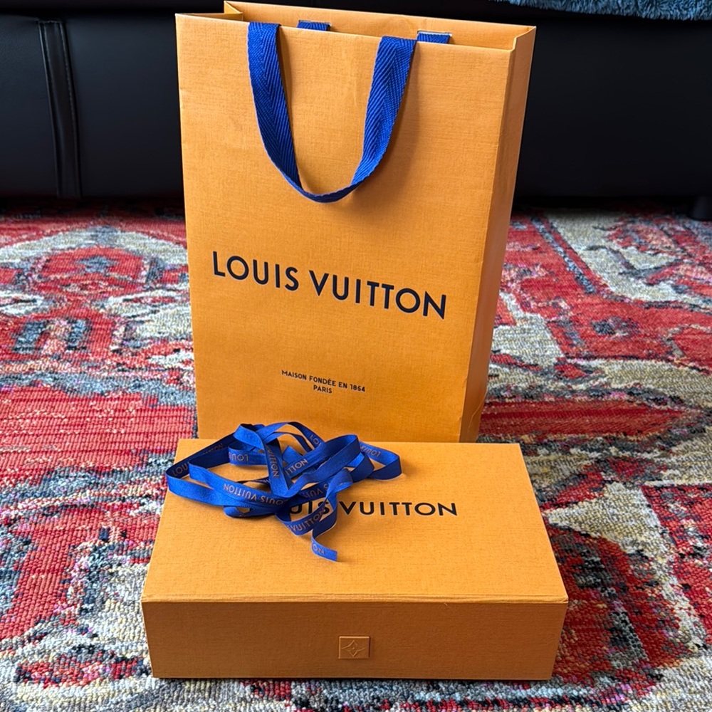 Louis Vuitton Small Box with Blue Ribbon and Shopping bag